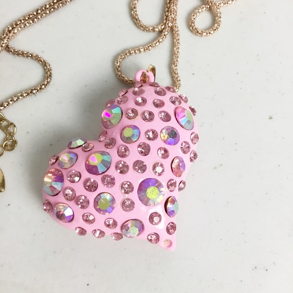 Betsey Johnson Long Heart Pink Necklace - Picture 2 of 3
